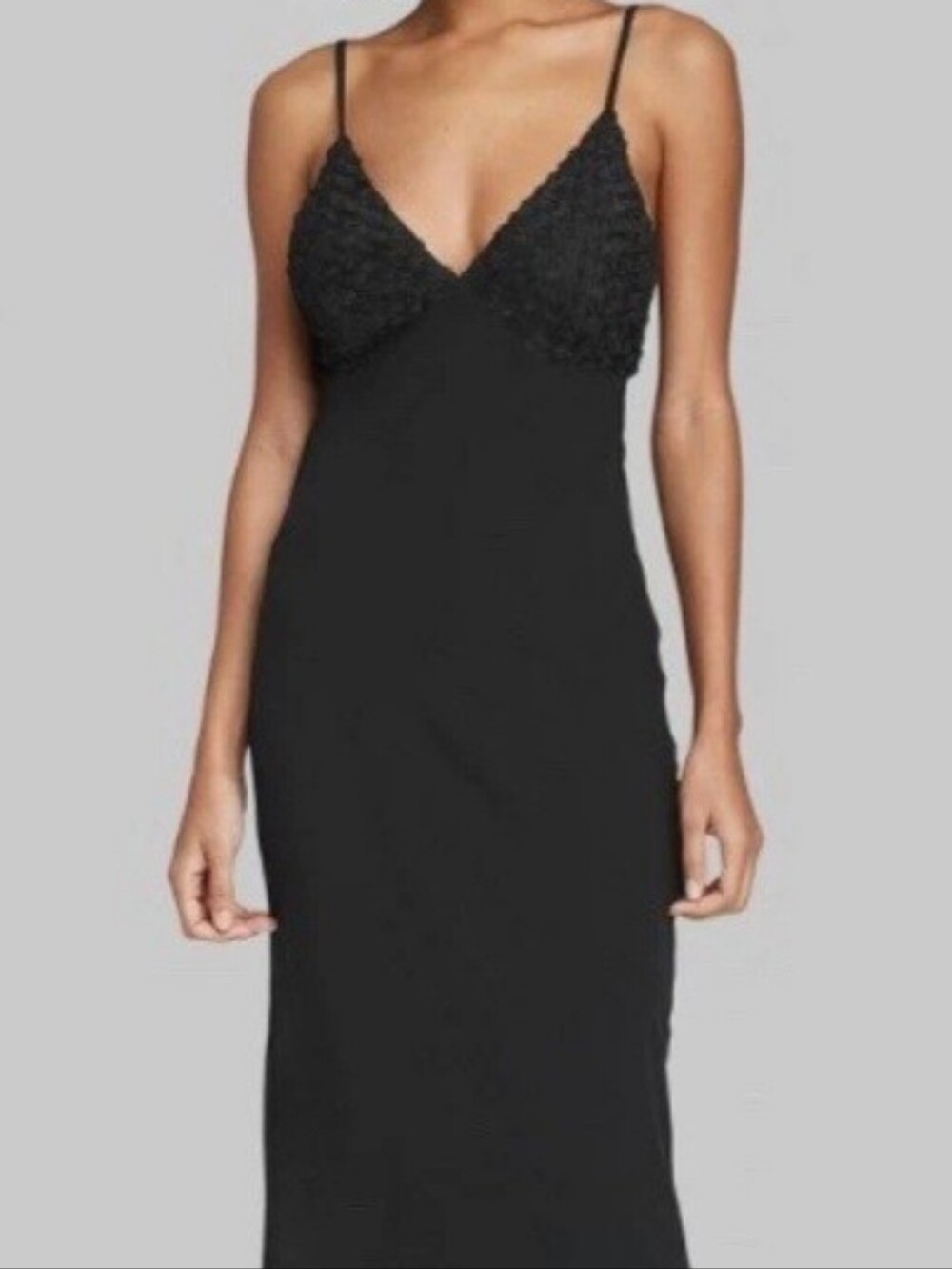 Wild Fable Women's Size XS Black SleevelessRosette Cup Maxi Dress